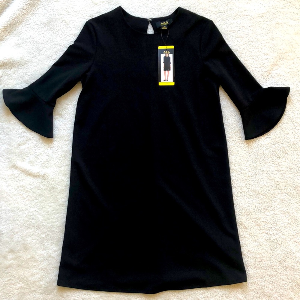 ABS Collection Mid-Length Bell Sleeve Black Dress